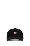 Maison Kitsuné Maison Kitsune Black Cotton Baseball Cap In Black