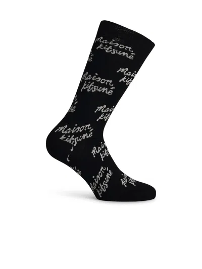 Maison Kitsuné Black Cotton Blend Socks