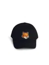 Maison Kitsuné Black Baseball Cap With Fox Head Patch In Black