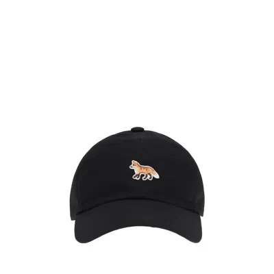 Maison Kitsuné Black Cotton Cap (baseball Hat)