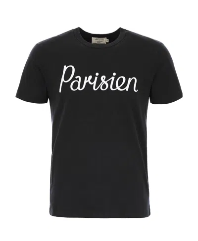 Maison Kitsuné Black Cotton Logo-printed T-shirt