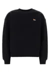 Maison Kitsuné Cotton Sweatshirt With Crew Neck And Ribbed Hem In Black
