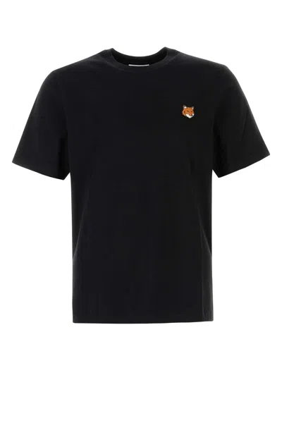MAISON KITSUNÉ BLACK COTTON T-SHIRT