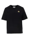 Maison Kitsuné Double Fox Head Patch Cropped T-shirt In Black
