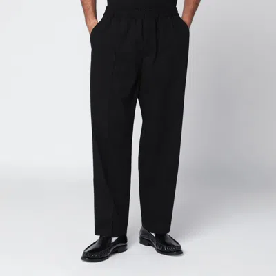 Maison Kitsuné Black Cotton Trousers In Animal Print