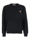 Maison Kitsuné Wool Crewneck Sweater Featuring Fox Design In Multi