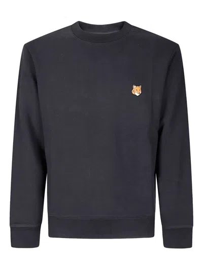 MAISON KITSUNÉ BLACK CREWNECK LOGO SWEATSHIRT