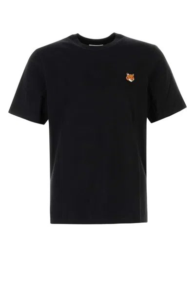 MAISON KITSUNÉ BLACK CREWNECK LOGO T-SHIRT