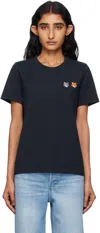 Maison Kitsuné Fox Head Embroidered T-shirt In Black