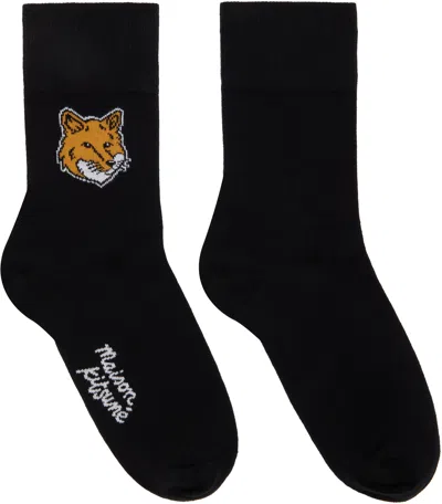 Maison Kitsuné Black Fox Head Socks