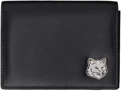 Maison Kitsuné Black Fox Head Trifold Wallet In P199 Black