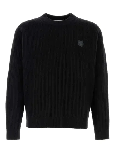 MAISON KITSUNÉ BLACK FOX HEAD WOOL JUMPER