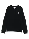 Maison Kitsuné Lady Fox Cotton Crewneck Sweatshirt In Black