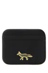 Maison Kitsuné Maison Kitsune Black Leather Card Holder In Black