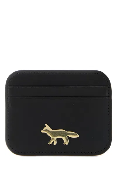 Maison Kitsuné Maison Kitsune Black Leather Card Holder