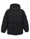 Maison Kitsuné Black Long Down Jacket With High Neck And Fox Head Patch In Nylon Woman In Black