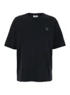 Maison Kitsuné Black Crewneck T-shirt With Fox Head Patch In Black