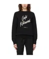 Maison Kitsuné Black Logo Printed Round Neck Sweater In Black