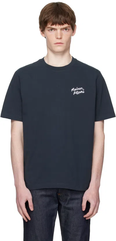 Maison Kitsuné Handwriting T-shirt In Blue
