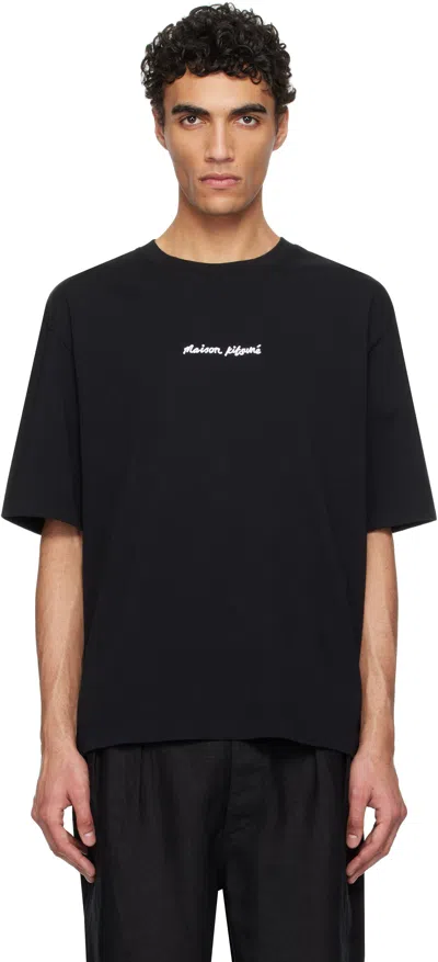 Maison Kitsuné Maison Kitsune Line Handwriting Oversized T-shirt In Black