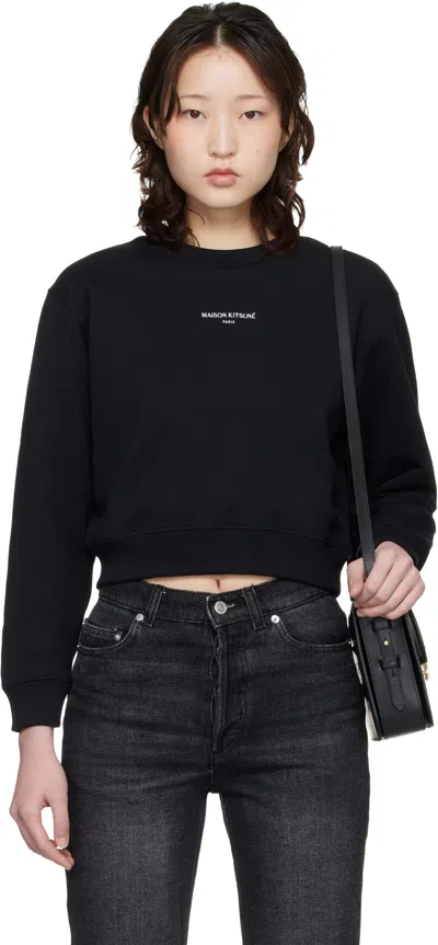 Maison Kitsuné Black ' Paris' Cropped Sweatshirt