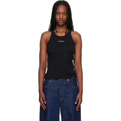 Maison Kitsuné Black ' Paris' Ribbed Tank Top