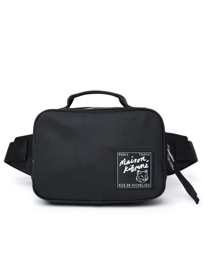 Maison Kitsuné Black Polyamide Belt Bag In Nero