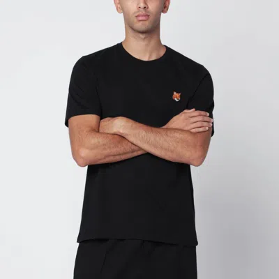 Maison Kitsuné Black Regular T-shirt With Logo Patch