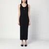 Maison Kitsuné Black Baby Fox Ribbed Tank Midi Dress In Black