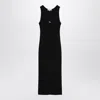 Maison Kitsuné Black Baby Fox Ribbed Tank Midi Dress In Black