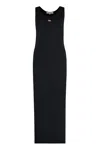 Maison Kitsuné Black Baby Fox Ribbed Tank Midi Dress
