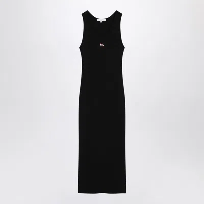Maison Kitsuné Black Ribbed Dress With Logo