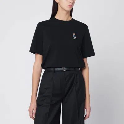 Maison Kitsuné Black T-shirt With Logo Patch