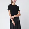 Maison Kitsuné Black T-shirt With Logo Patch In Blue