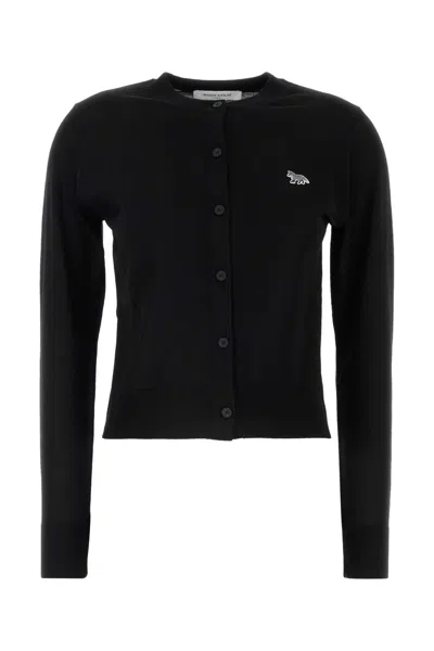 MAISON KITSUNÉ BLACK WOOL CARDIGAN