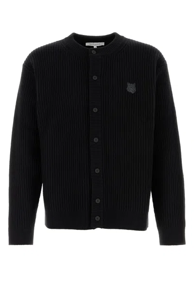 MAISON KITSUNÉ MAISON KITSUNE BLACK WOOL CARDIGAN