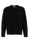 Maison Kitsuné Fox Head Wool Ribbed Cardigan Clothing In Black