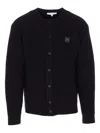 Maison Kitsuné Fox Head Wool Ribbed Cardigan Clothing In Black