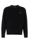 Maison Kitsuné Ribbed Knit Sweater With Cropped Fit And Embroidered Emblem In Black