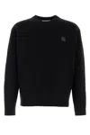 Maison Kitsuné Ribbed Knit Sweater With Cropped Fit And Embroidered Emblem In Black