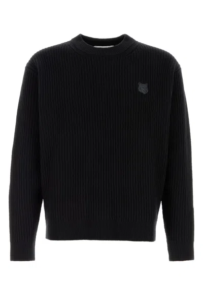 MAISON KITSUNÉ MAGLIONE IN LANA NERA UOMO