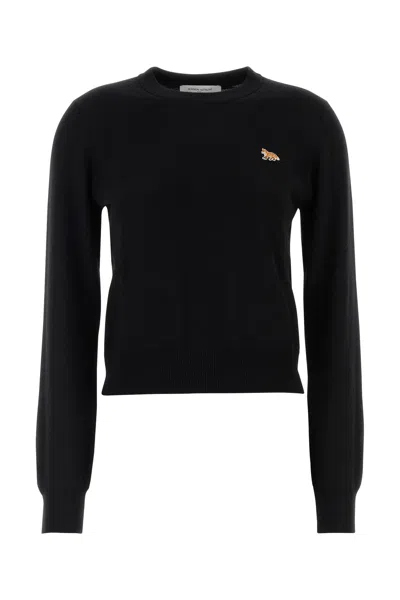 MAISON KITSUNÉ BLACK WOOL SWEATER