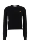 Maison Kitsuné Wool Knit Sweater With Ribbed Cuffs And Hem In Black