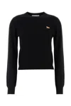 Maison Kitsuné Wool Knit Sweater With Ribbed Cuffs And Hem In Black