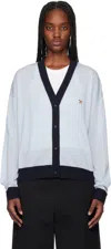 Maison Kitsuné Blue Baby Fox Patch Bi-color Comfort Cardigan In 0142 Hortensia
