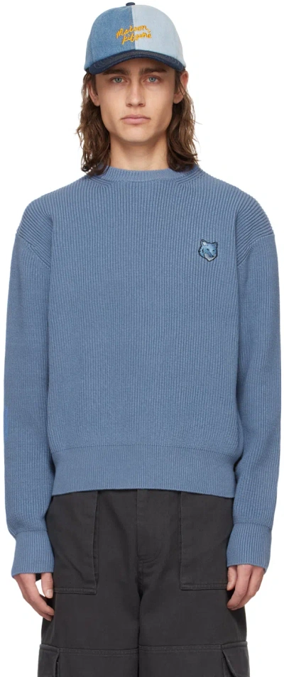 Maison Kitsuné Blue Bold Fox Head Sweater In P428 Hampton Blue