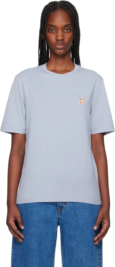 Maison Kitsuné Blue Chillax Fox Patch Regular T-shirt In 0122 Beat Blue