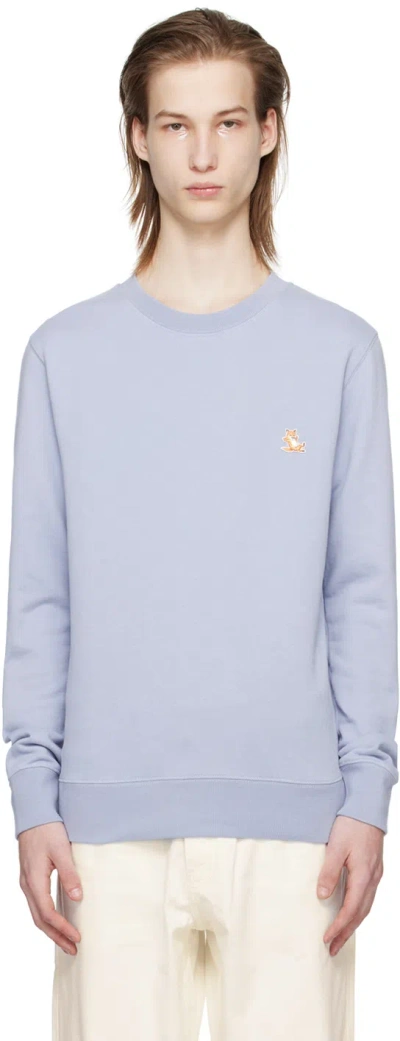 Maison Kitsuné Blue Chillax Fox Sweatshirt In P419 Beat Blue