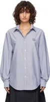 Maison Kitsuné Blue Contour Fox Head Skate Shirt In P480 Navy