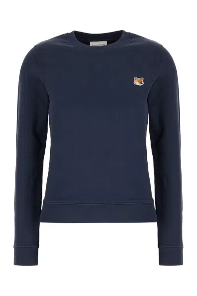 Maison Kitsuné Blue Cotton Sweatshirt In Inkblue